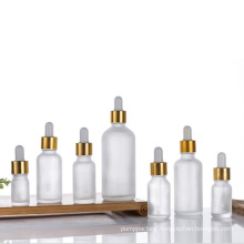 5ml 10ml 15ml 20ml 30ml 50ml 100ml In Stock Gold Frosted Glass Colored Dropper Bottle Packaging Skin Care Packaging